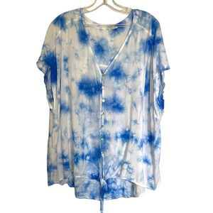 ❤️❤️Jane and Delancey Women's Blue Tie Dye Button Up Blouse size 2X
